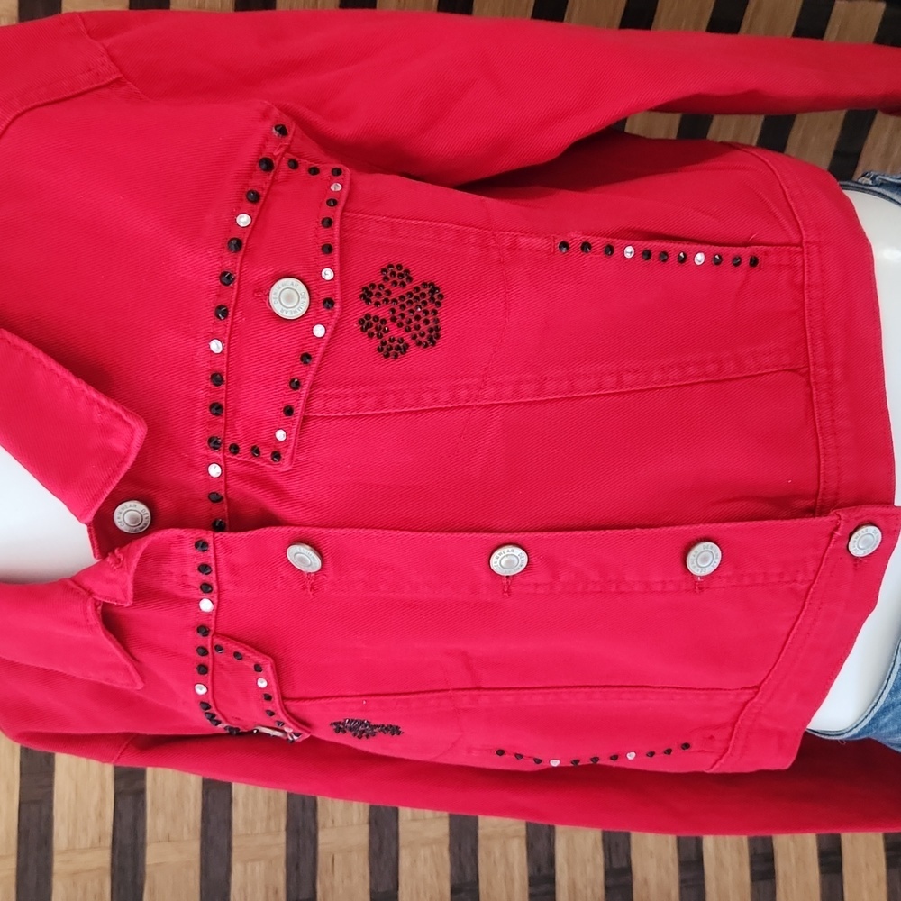 NWT!! Dog Paw jean jacket rhinestone custom made